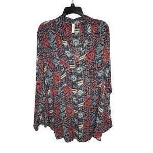 Anthropologie Pilcro Leilani Button Down Geometric Print Blouse Top Size XL